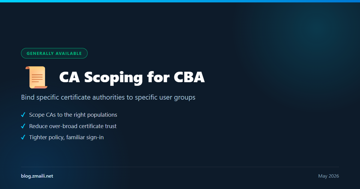 Certificate authority scoping for CBA