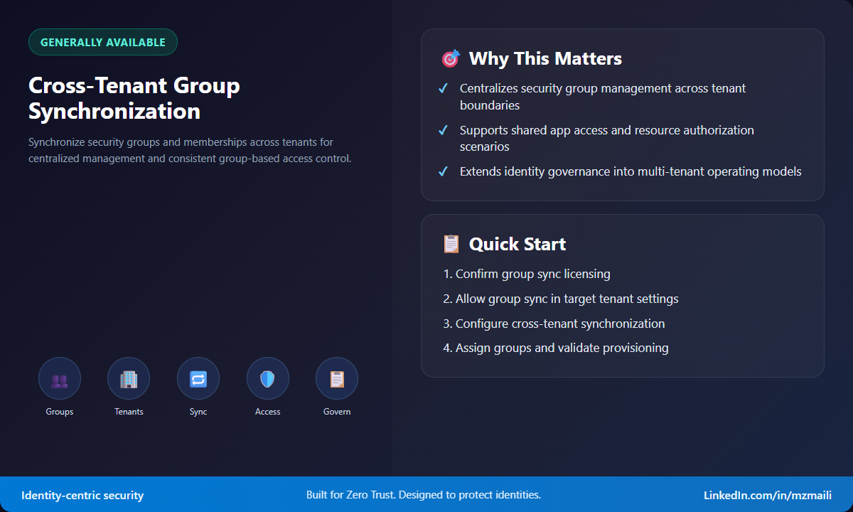Summary card for cross-tenant group synchronization