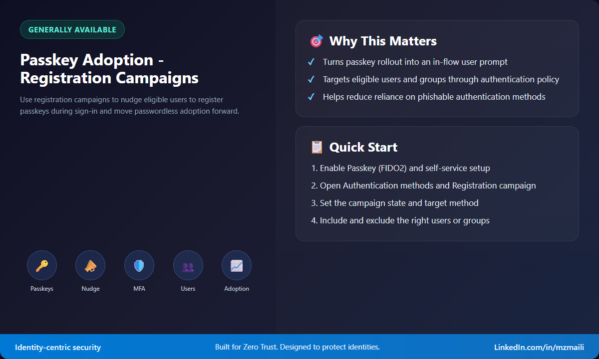 Passkey adoption registration campaigns summary card