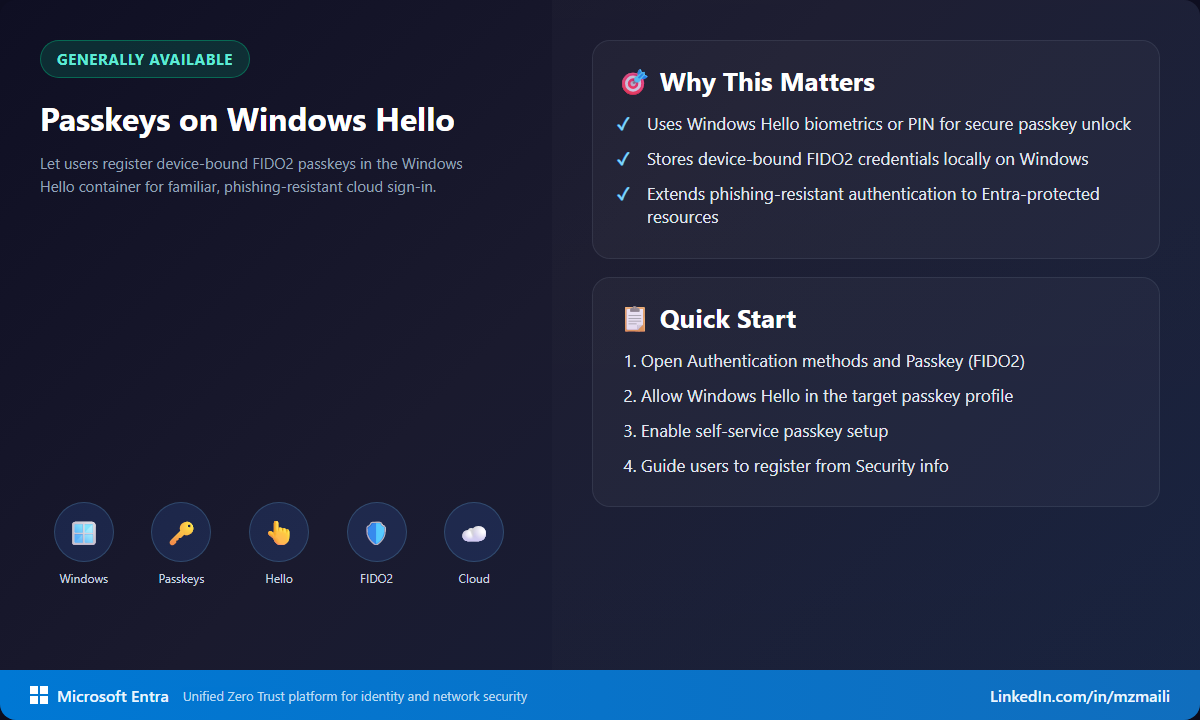 Passkeys on Windows Hello summary card
